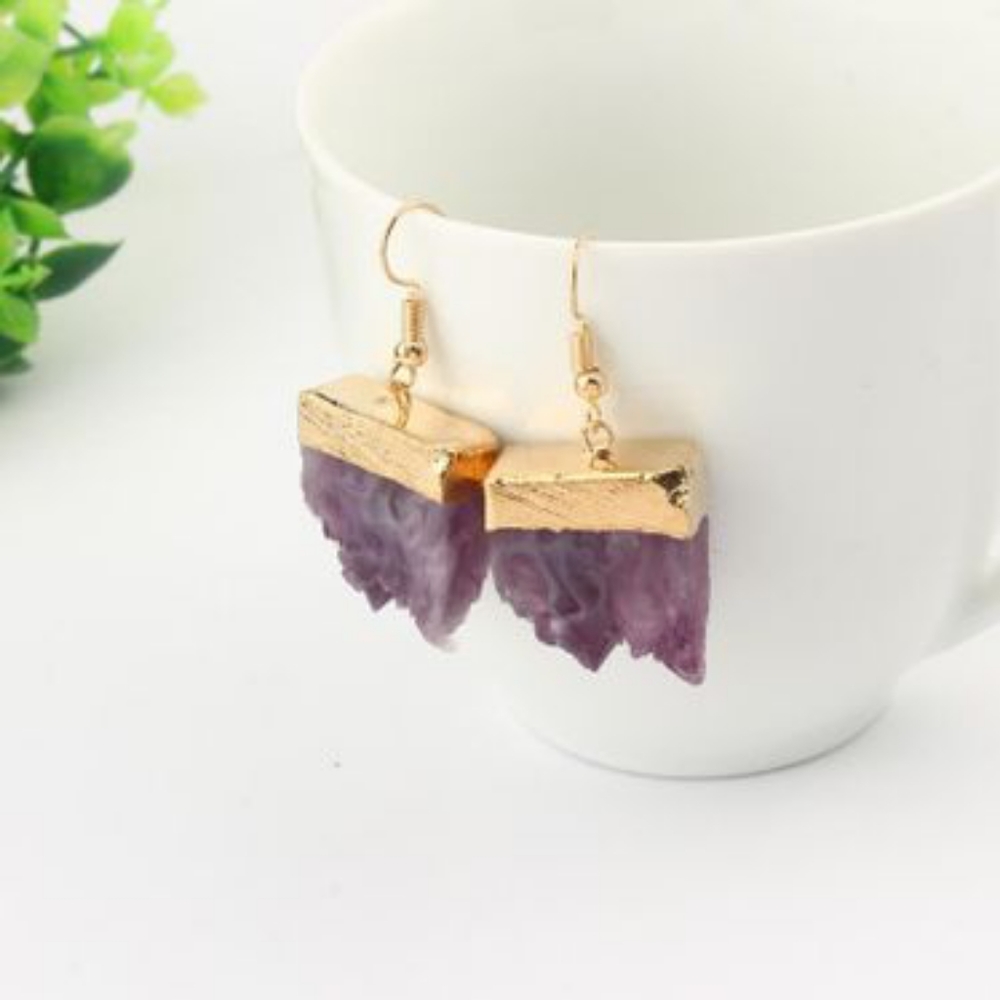 Royal Purple Resin Drop Earrings